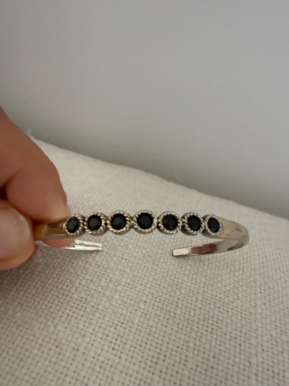 Anna Beck Black Multi-Stone Onyx & Sterling Silver Cuff Bracelet